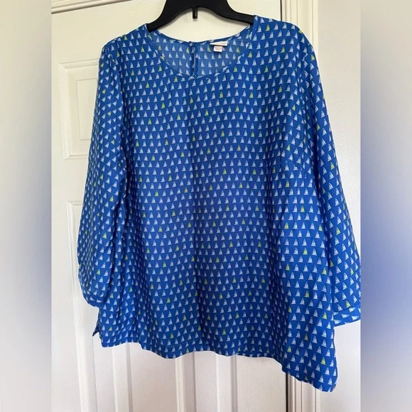 Merona Blue sailboat Patterned Women's Top XXL - Picture 1 of 3